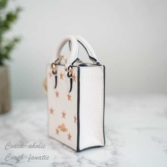 NWT Coach CX074 North/South Mini Tote Bag Charm With Star Print - Picture 3 of 11